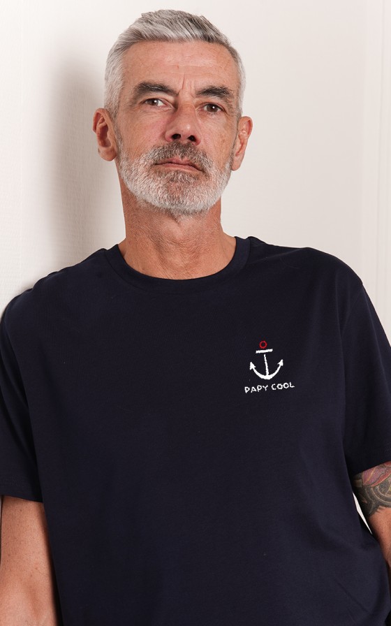 T-shirt homme brodé Nouvelle ancre - Personnalisable