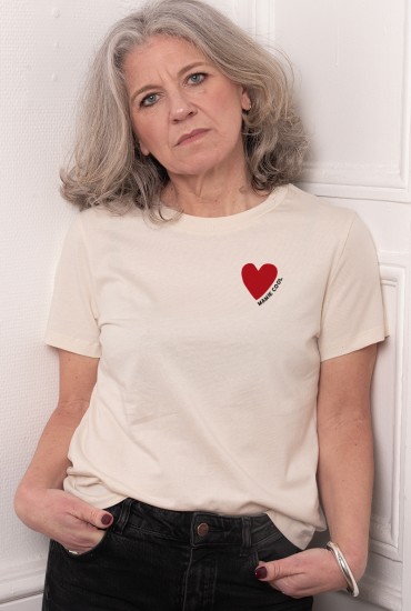 T-shirt Femme Coeur rouge -...