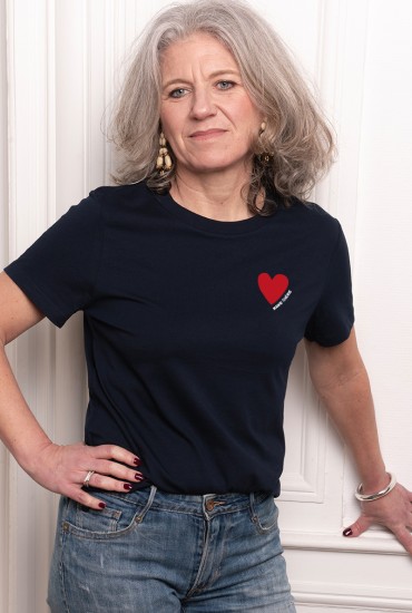 T-shirt Femme Coeur rouge -...