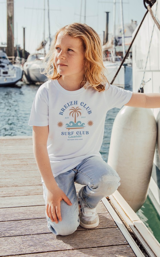 T-shirt enfant Surf palmier - Personnalisable