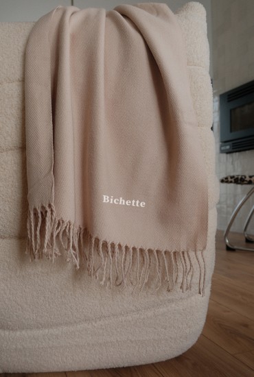 Echarpe brodée Beige  -...