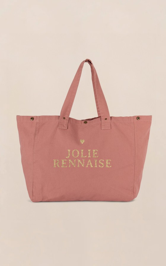Grand cabas rose Coeur - Personnalisable