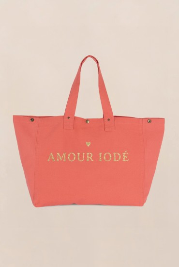 Grand cabas corail Coeur -...