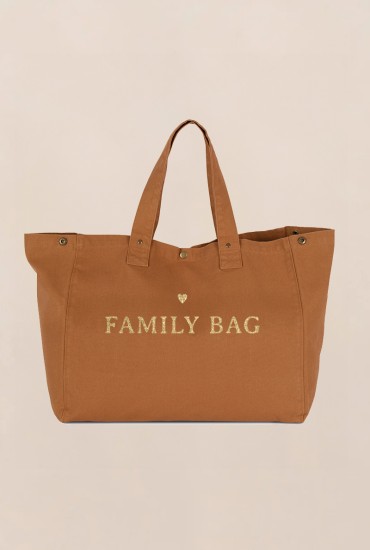 Grand cabas caramel Coeur -...