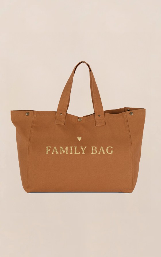 Grand cabas caramel Coeur - Personnalisable