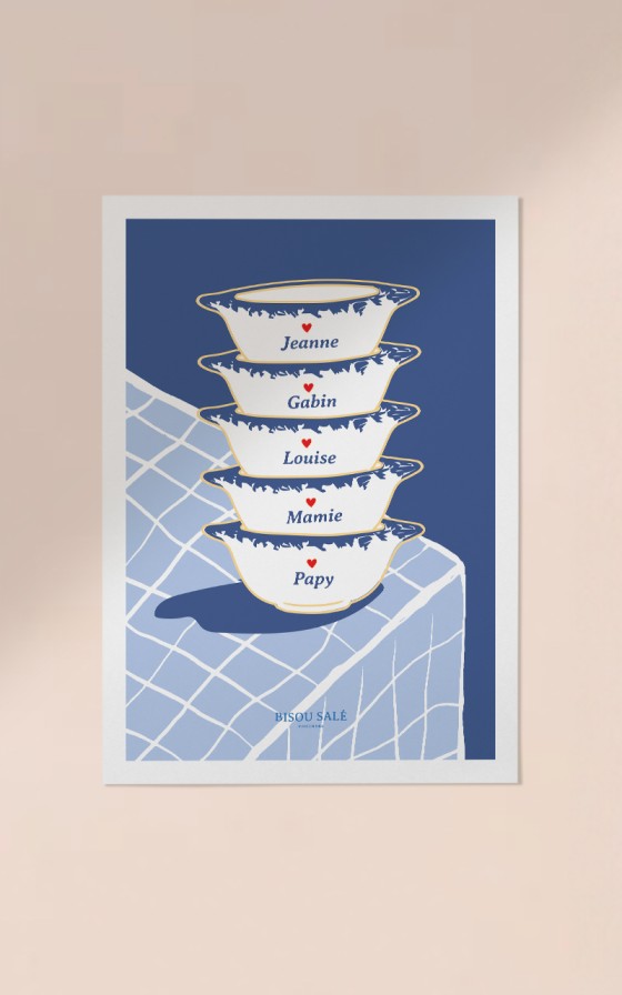 Affiche Nappe et bols Bretons - Personnalisable