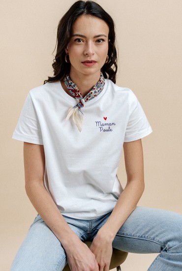 T-shirt femme brodé Mon...