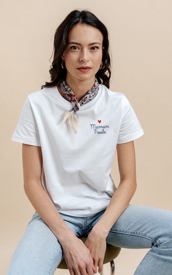 T-shirt femme brodé Mon petit coeur - Personnalisable