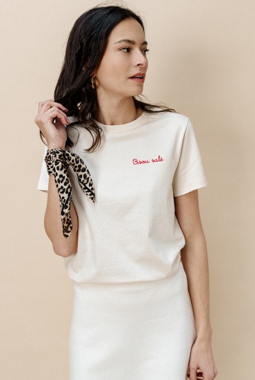 T-shirt femme brodé Bisou salé