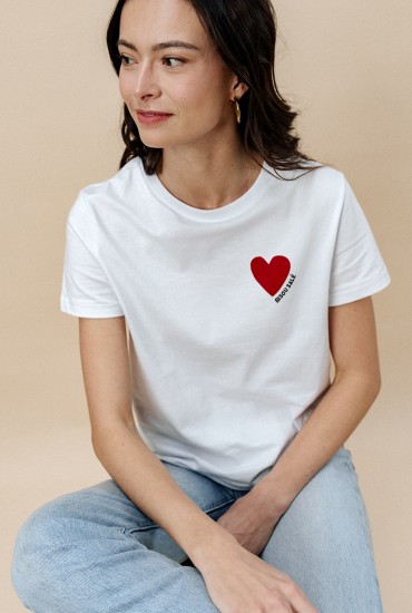 T-shirt Femme Coeur rouge -...