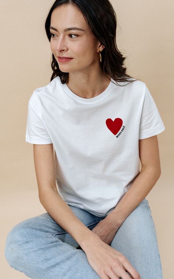 T-shirt Femme Coeur rouge - Personnalisable
