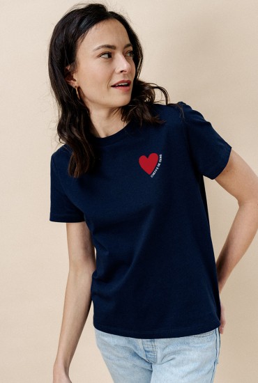 T-shirt Femme Coeur rouge -...