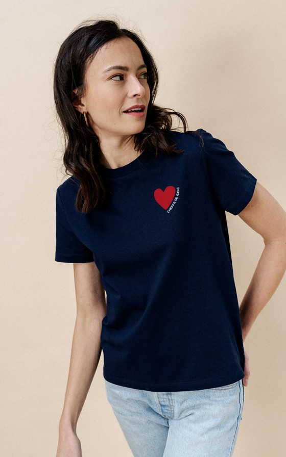 T-shirt Femme Coeur rouge - Personnalisable