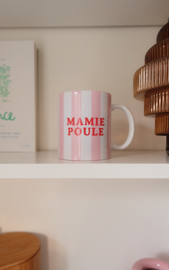 Mug rayures roses à message - Personnalisable