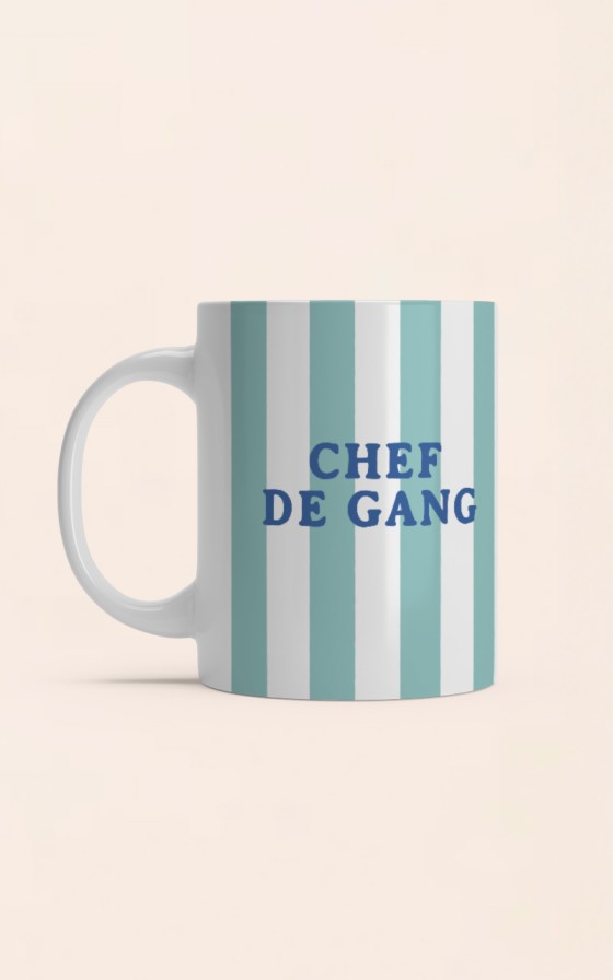Mug rayures vertes à message - Personnalisable