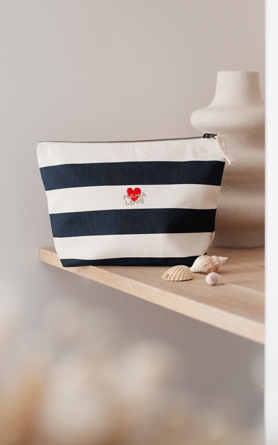 Pochette marinière brodée Grand amour - Personnalisable