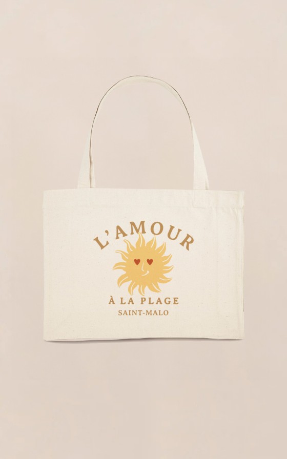 Cabas Soleil l'amour à la plage - Personnalisable