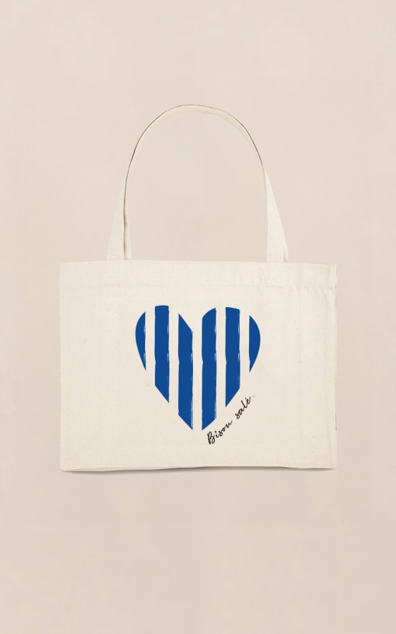 Cabas Coeur marinière - Personnalisable