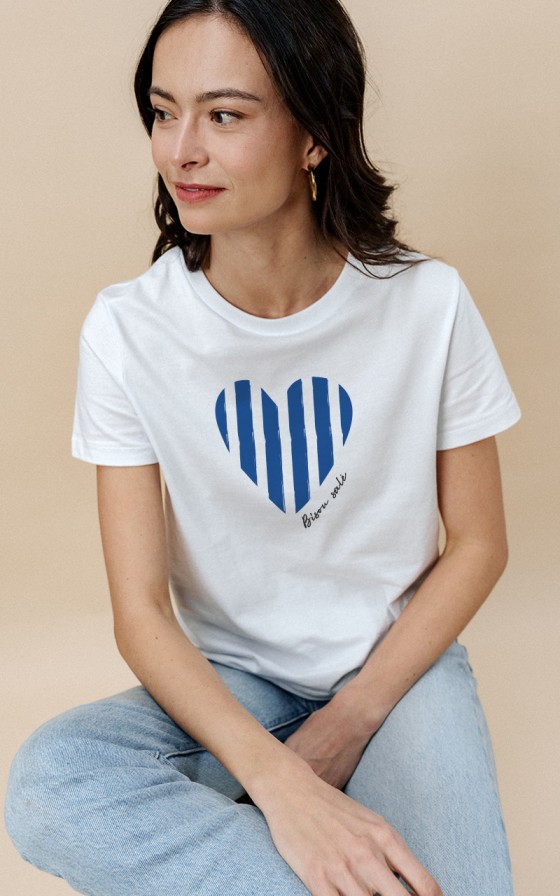 T-shirt femme Coeur marinière - Personnalisable