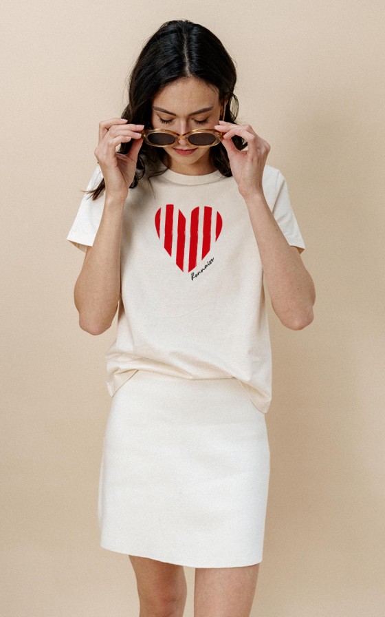 T-shirt femme Coeur marinière - Personnalisable