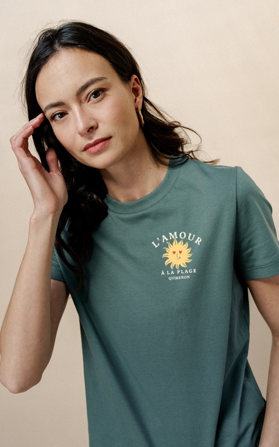 T-shirt femme Soleil l'amour à la plage - Personnalisable