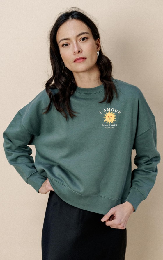Sweat femme Soleil l'amour à la plage - Personnalisable