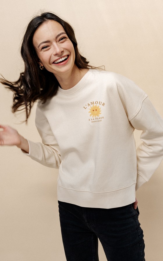 Sweat femme Soleil l'amour à la plage - Personnalisable
