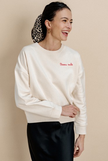 Sweat femme brodé Bisou salé