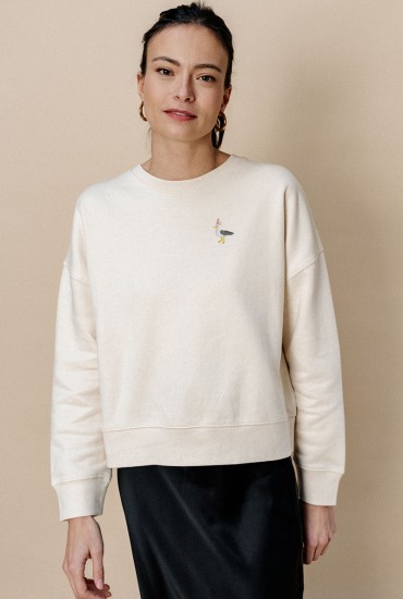 Sweat femme brodé Mouette...