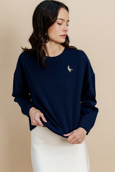 Sweat femme brodé Mouette...
