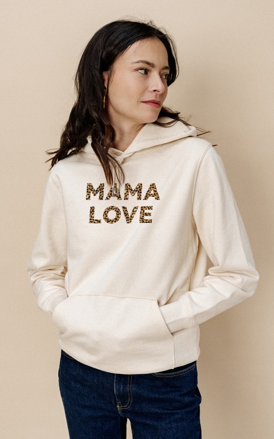 Sweat à capuche femme Texte léopard - Personnalisable