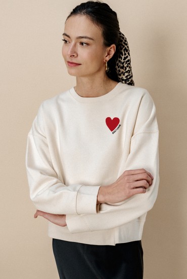 Sweat femme Coeur rouge -...