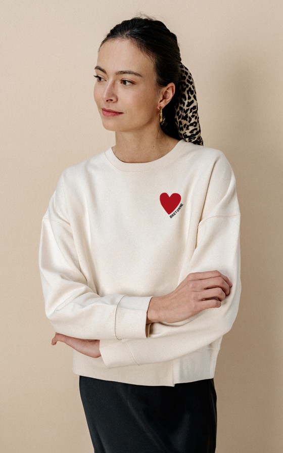 Sweat femme Coeur rouge - Personnalisable