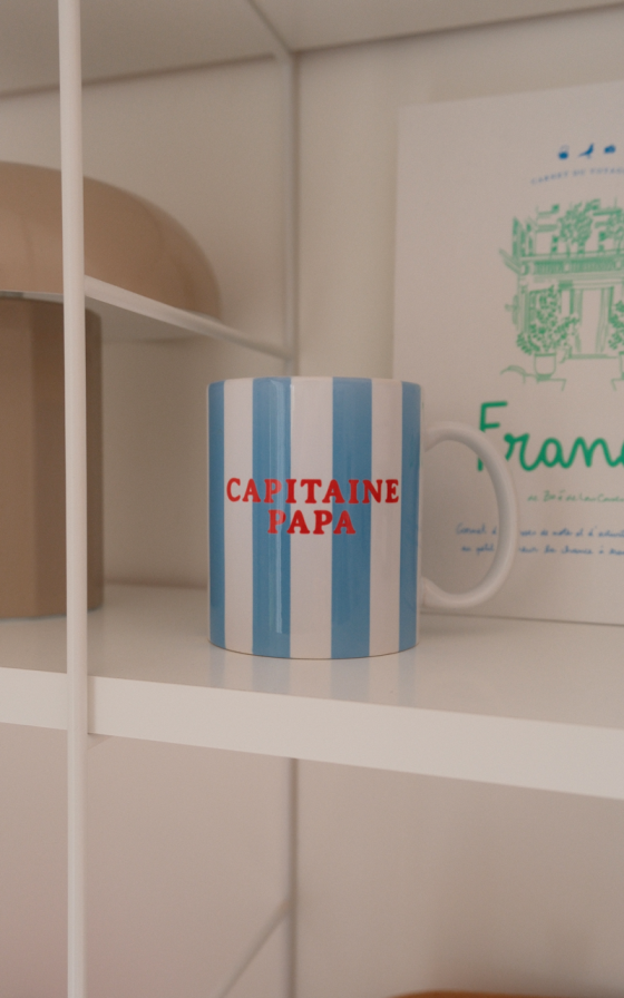 Mug rayures bleu à message - Personnalisable