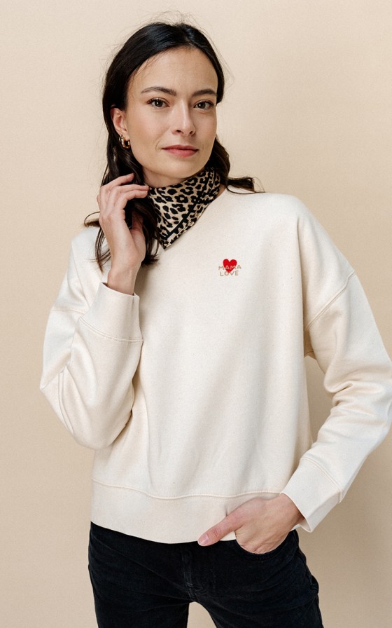 Sweat femme brodé Grand amour - Personnalisable