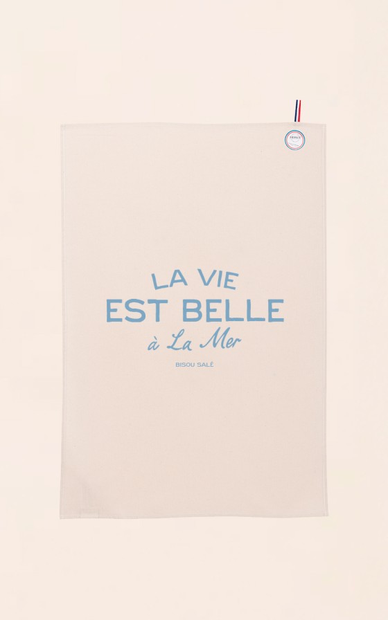 Torchon La vie est belle - Personnalisable - Made in Bretagne