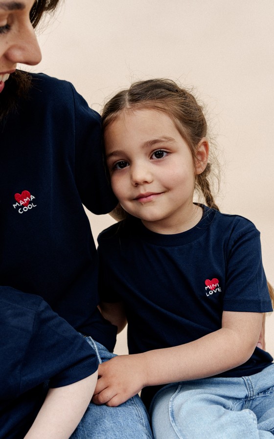 T-shirt enfant brodé Grand amour - Personnalisable