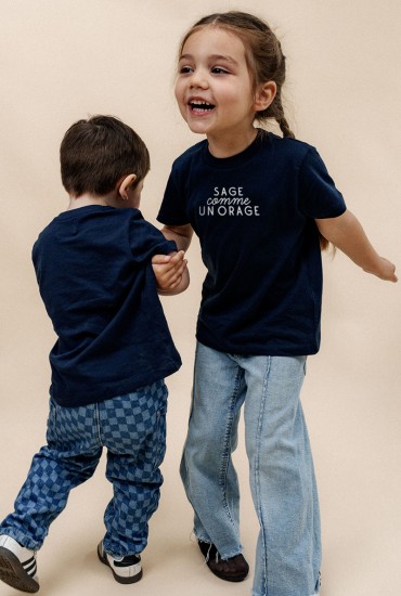 T-shirt enfant brodé Sage...