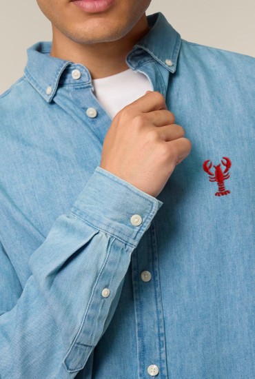 Chemise Denim clair brodée...