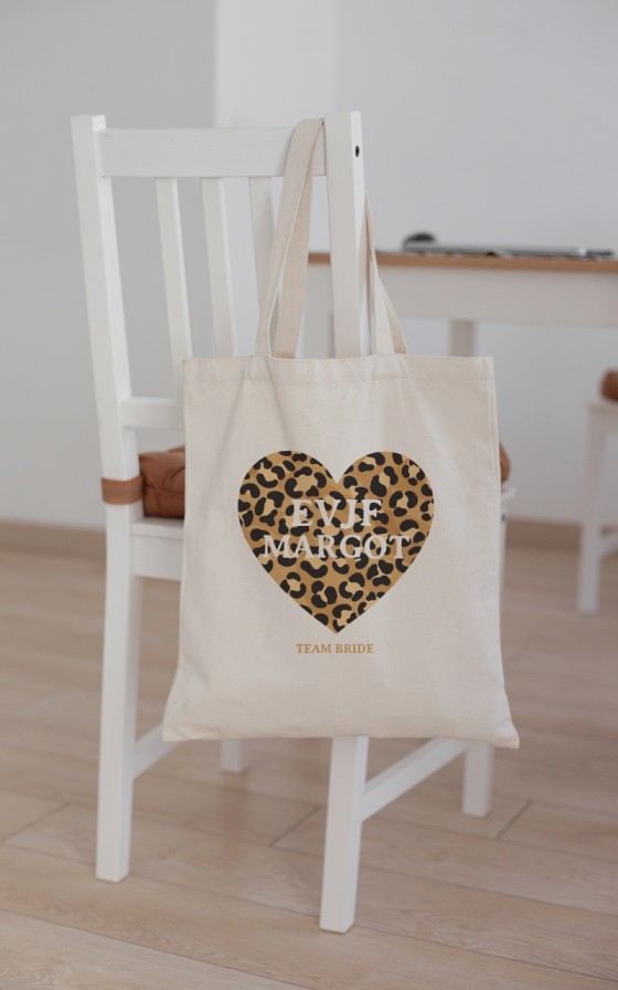 Totebag Coeur Léo EVJF - Personnalisable - Dispo en pack dégressif
