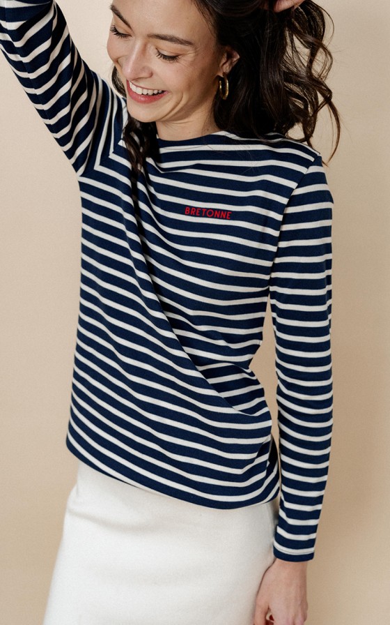 Marinière traditionnelle femme brodée Capitale - Personnalisable