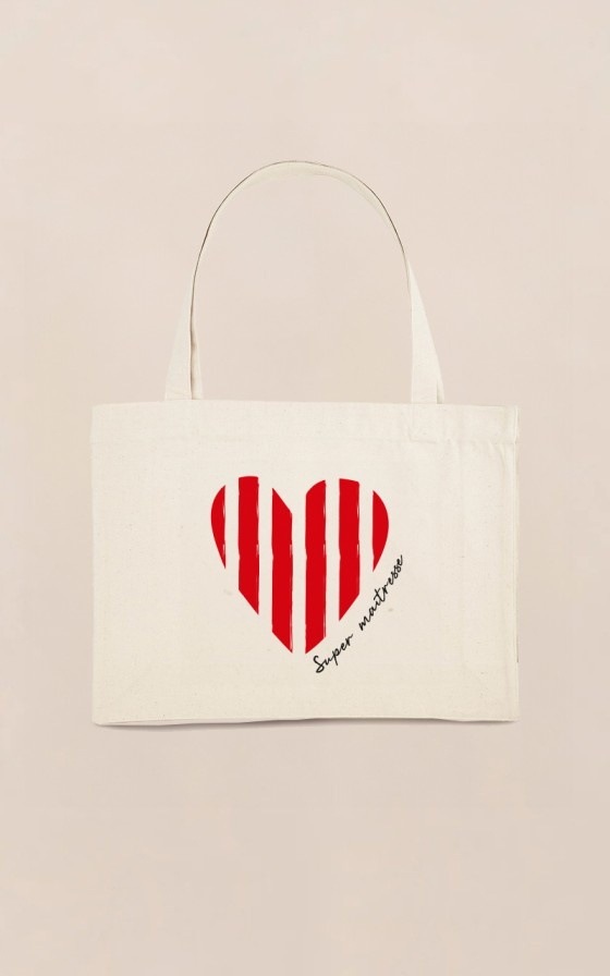 Cabas Coeur marinière - Personnalisable