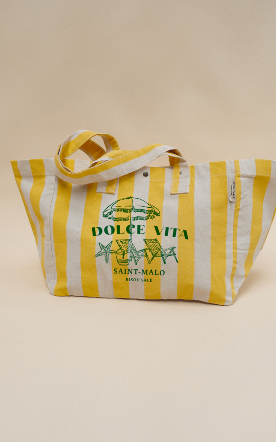 Grand cabas rayé Dolce vita - Personnalisable