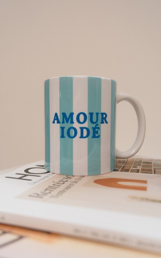 Mug rayures vertes à message - Personnalisable
