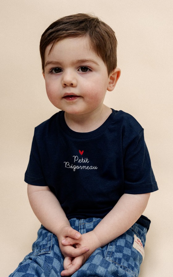 T-shirt bébé brodé Mon petit coeur - Personnalisable
