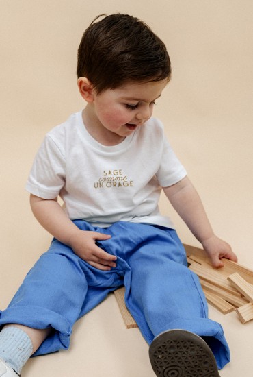 T-shirt bébé brodé Sage...