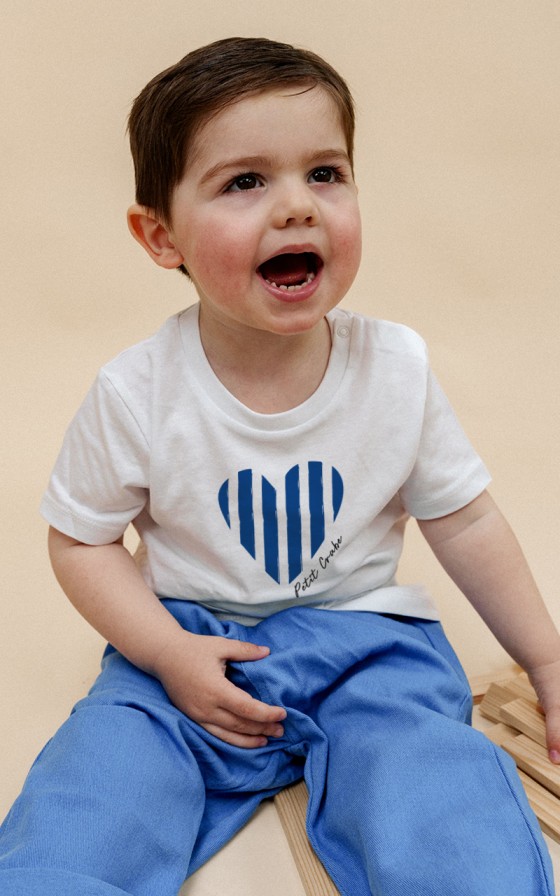 T-shirt bébé Coeur marinière - Personnalisable