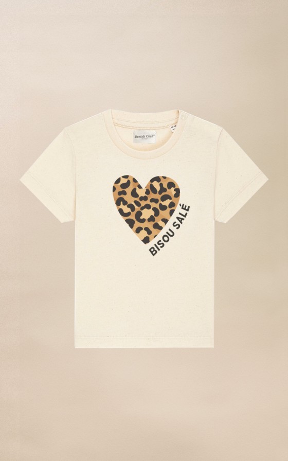 T-shirt bébé Coeur léopard - Personnalisable