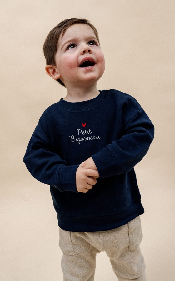 Sweat bébé brodé Mon petit coeur - Personnalisable