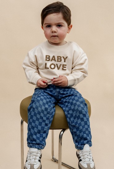 Sweat bébé Texte léopard -...